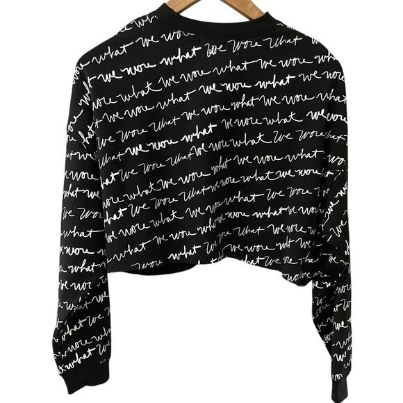 We Wore What Black & White Logo Scribbled Oversized Cropped Sweatshirt Size XS - Picture 2 of 8